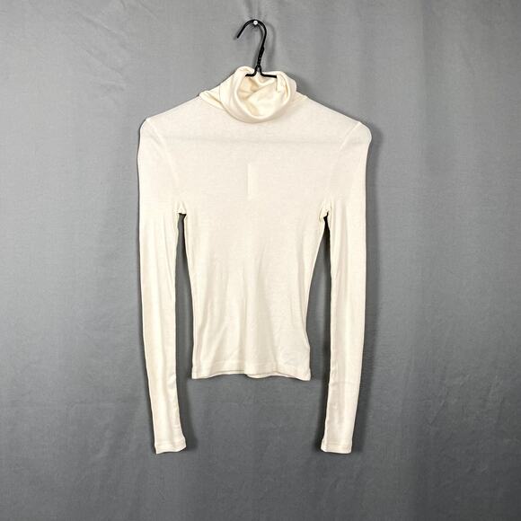 Madewell Top XXS White Pullover Turtleneck Ribbed Crop Cream Ivory Classic NWT - Picture 1 of 9